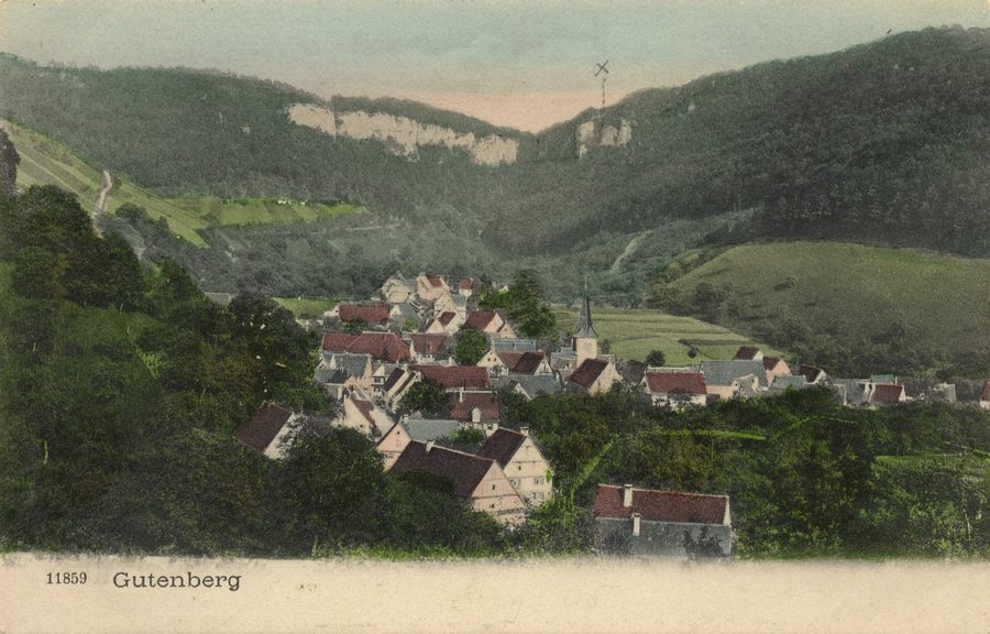 Historische Ortsansicht von Gutenberg in Bayern
