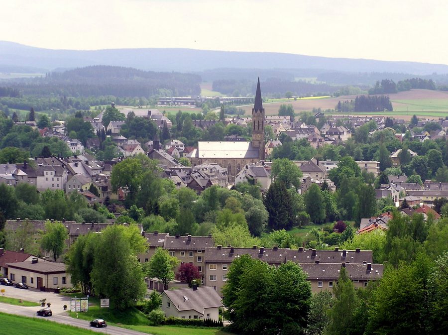 Blick auf Münchberg vom Aussichtsturm Rohrbühl