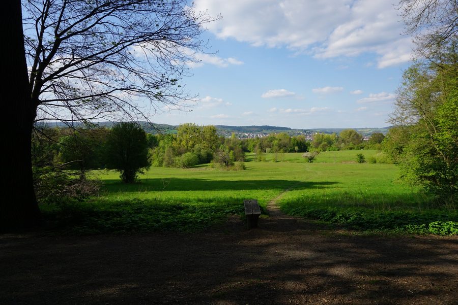 Blick aus dem Fasanerie-Park in Aschaffenburg in Richtung Hösbach im Naturpark Bayerischer Spessart