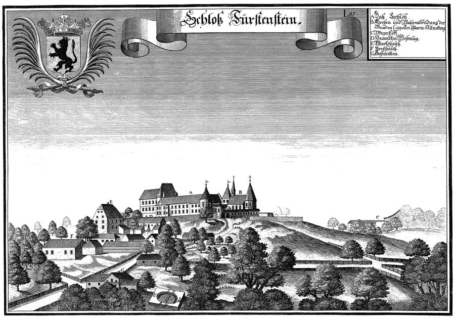 Historischer Kupferstich von Schloss Fürstenstein