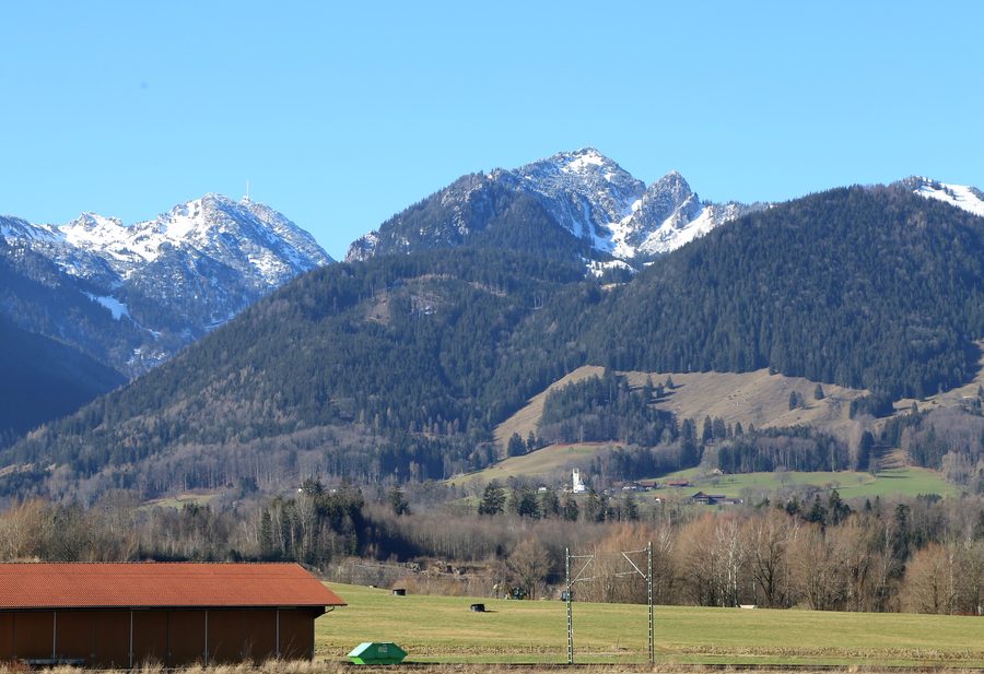Wendelstein und Hochsalwand, von Flintsbach am Inn aus gesehen