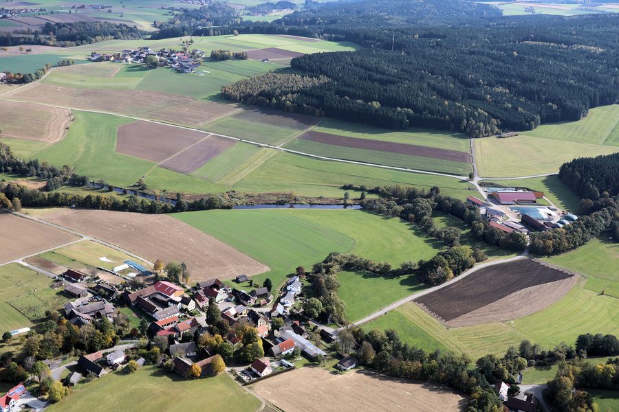 Altentreswitz und Grünhammer an der Pfreimd, mit Ödpielmannsberg im Hintergrund