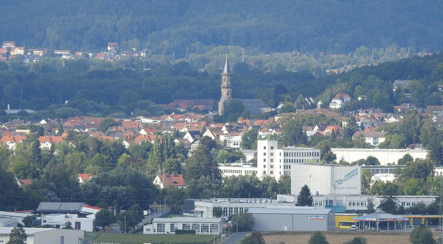 Blick auf die Innenstadt von Neustadt bei Coburg von Süden