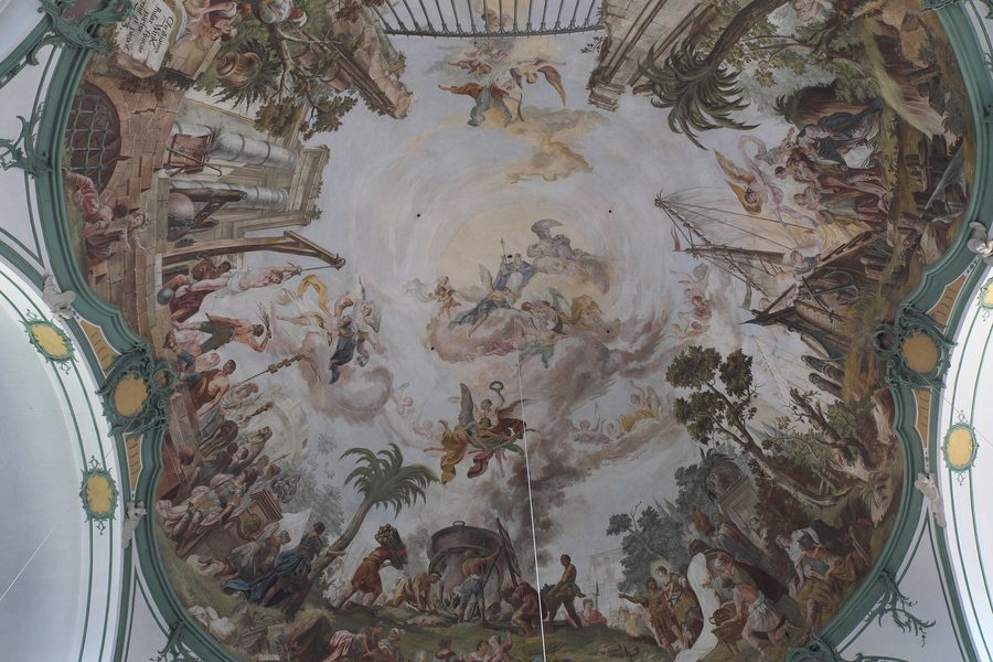 Deckenfresko im Langhaus der Pfarrkirche St. Vitus in Egling an der Paar