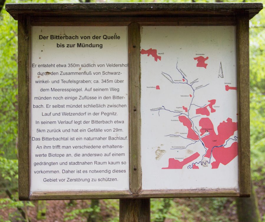 Bitterbachschlucht bei Lauf im Nürnberger Land mit Felsen und Wald