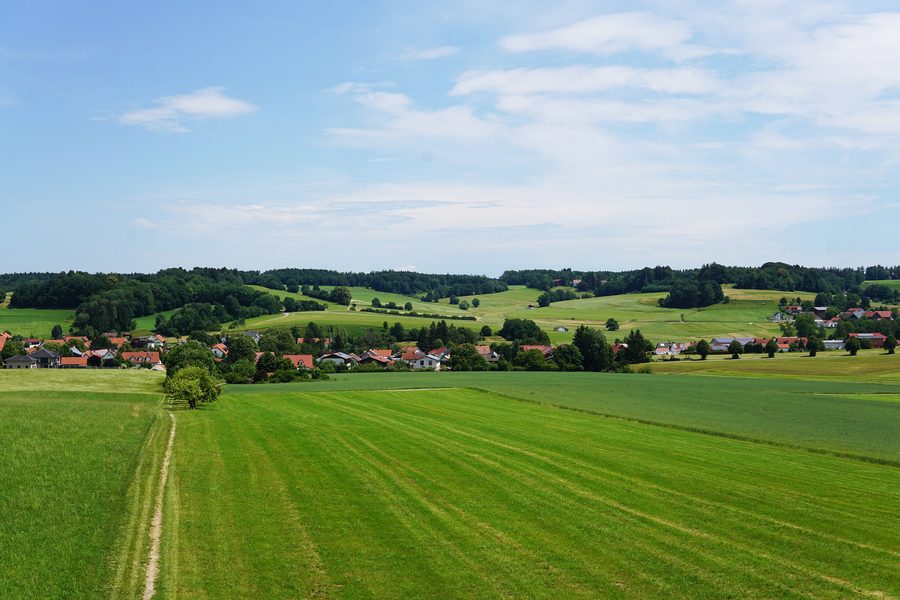 Erholungslandschaft Stauden im Naturpark Augsburg – Westliche Wälder, aufgenommen vom Christoph-Scheiner-Turm in Markt Wald