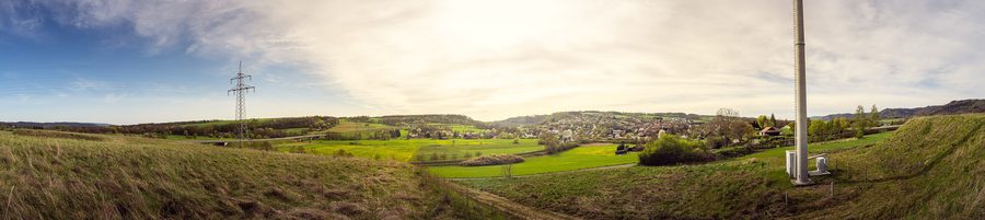Panorama von Untersteinach und der umliegenden Landschaft im Landkreis Kulmbach