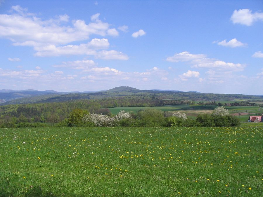 Der Dreistelzberg in der Rhön von Westen